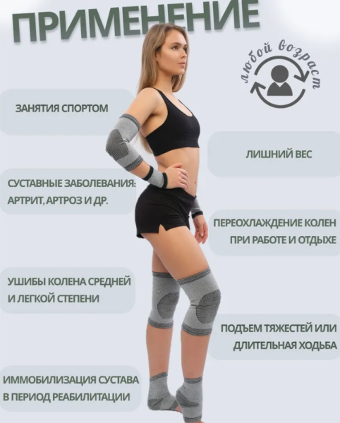 Комплект бандажей - ортезов WlinsQ 8в1 / Защита для коленей, локтей, голеностопов и запястий